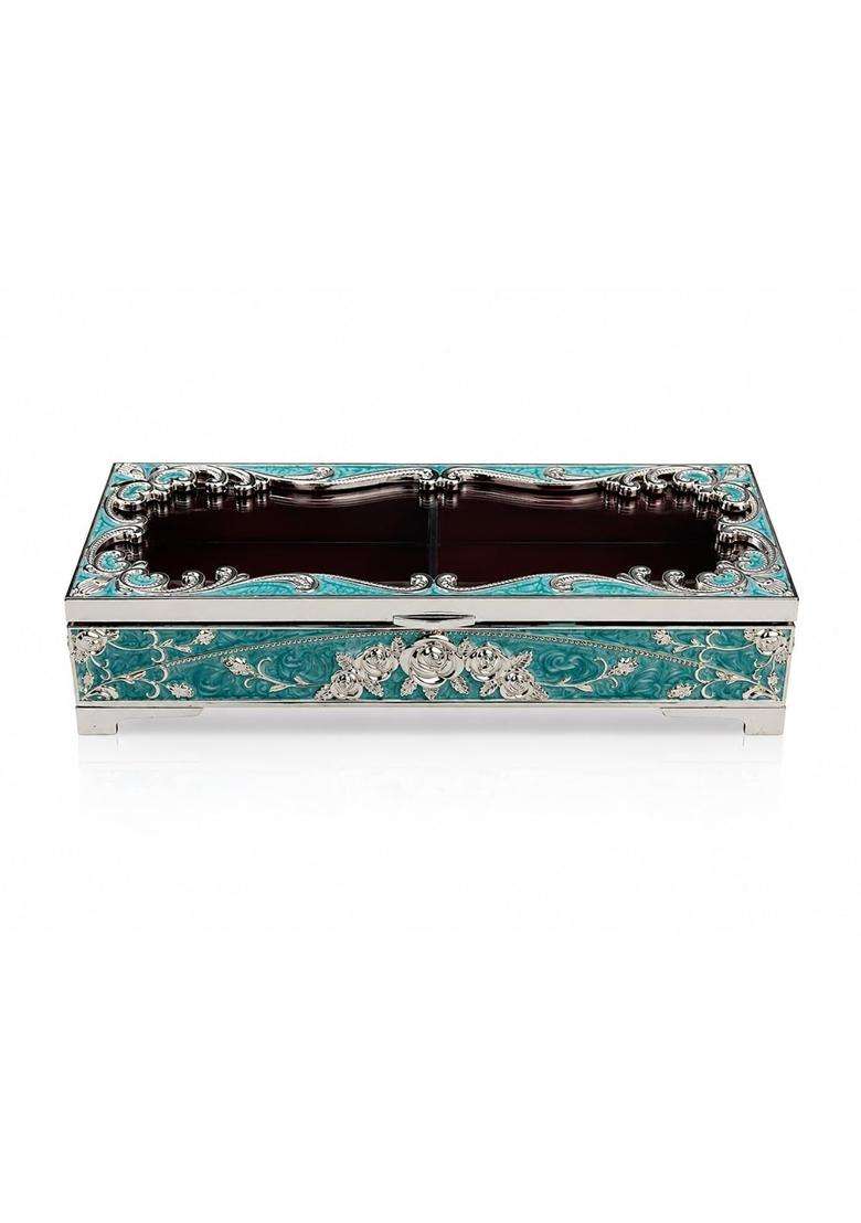 Diviniti Premium Handcrafted Wedding Design Decorative Storage Box with Lid Blue - Indya