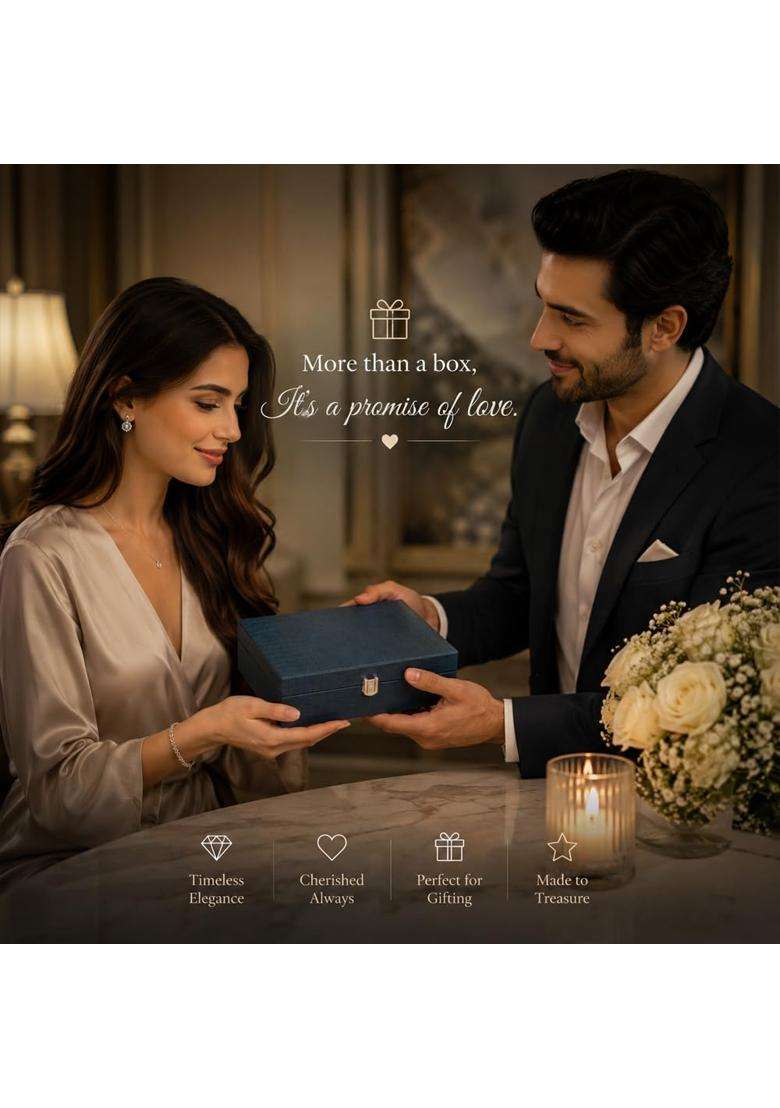 Diviniti Premium Handcrafted Wedding Design Decorative Storage Box with Lid Blue - Indya