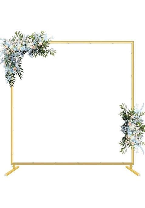 Custom Gold Square Metal Backdrop Frame 6 Point 6Ft X 6 Point 6Ft for Wedding Birthday Graduation Photography