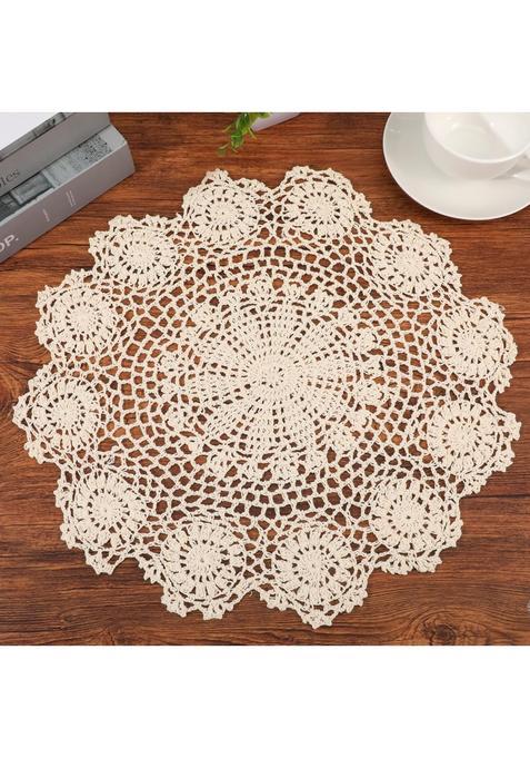 Eldraqth Lace Dollies for Tables 16 Inch Large Round Cotton Crochet Doilies Handmade Vintage Lace Placemats
