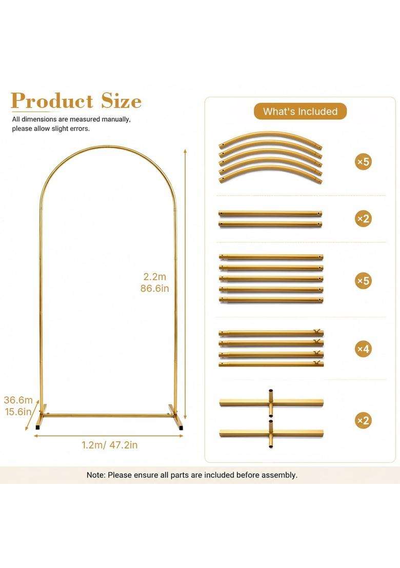 Supvox Round Backdrop Stand 7 Point 2Ft Gold Metal Circle Arch for Events - Indya