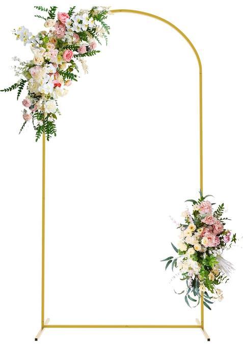 Supvox Round Backdrop Stand 7 Point 2Ft Gold Metal Circle Arch for Events
