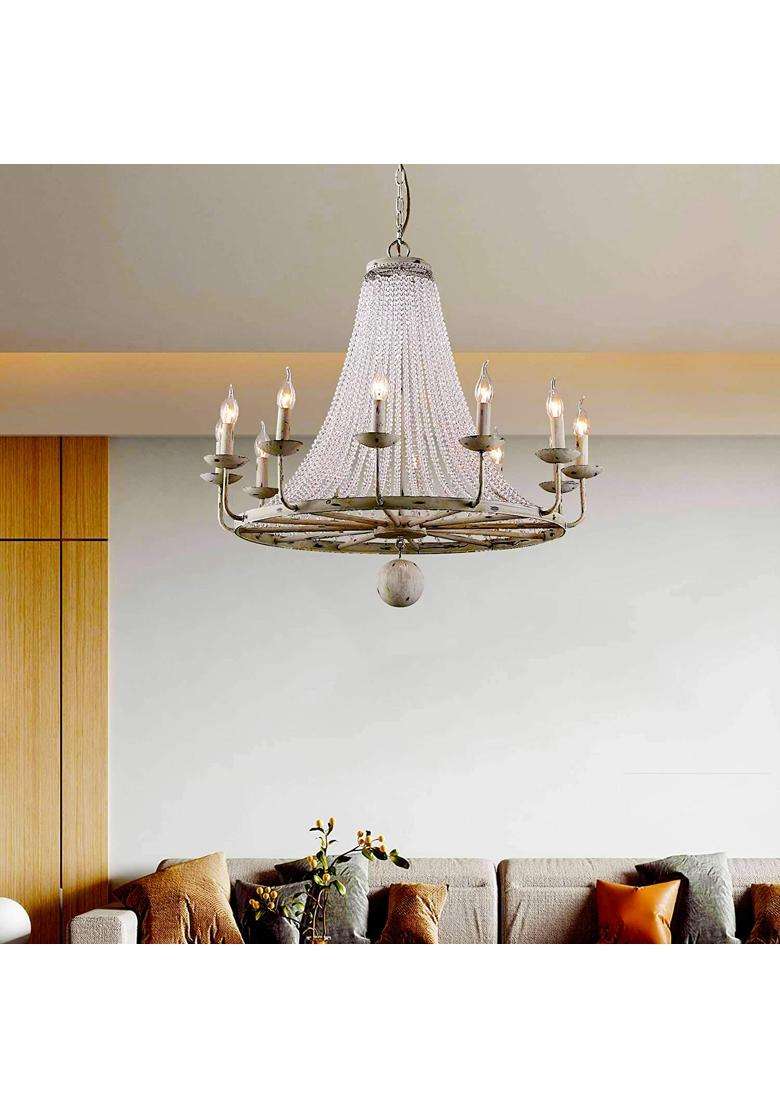 Kinhom 33Ft K9 Glass Crystal Garland Strands Hanging Chandelier Gem Bead Chain - Indya