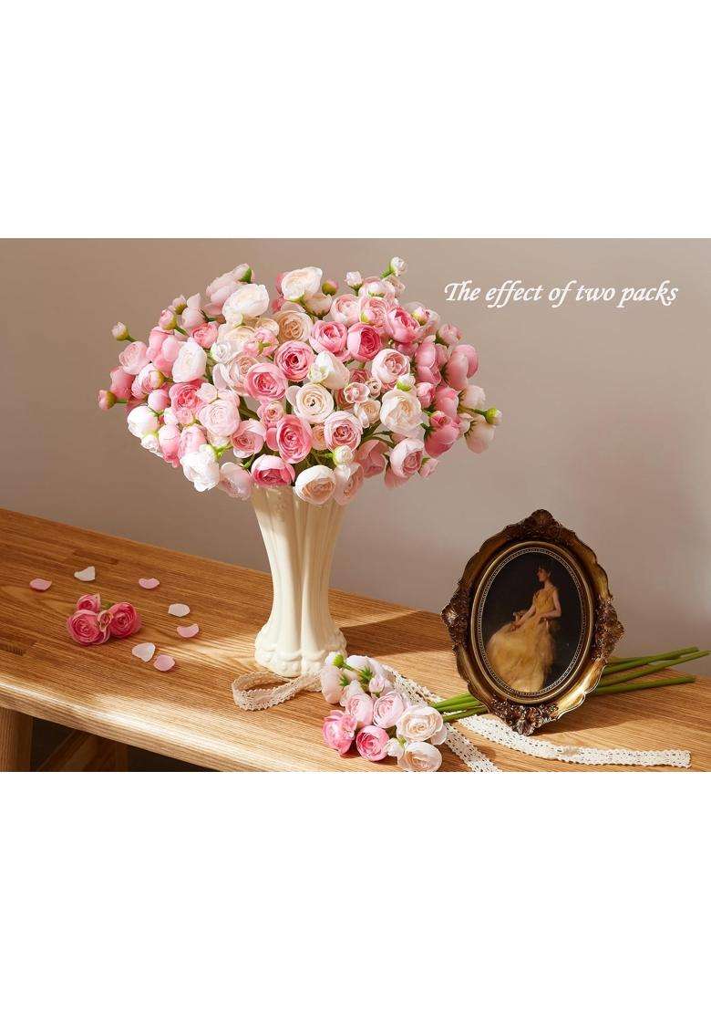 Sahoottie Pink Ranunculus Artificial Flower Fake Peonies Silk Ranunculus Flowers for DIY Bouquet Wedding - Indya