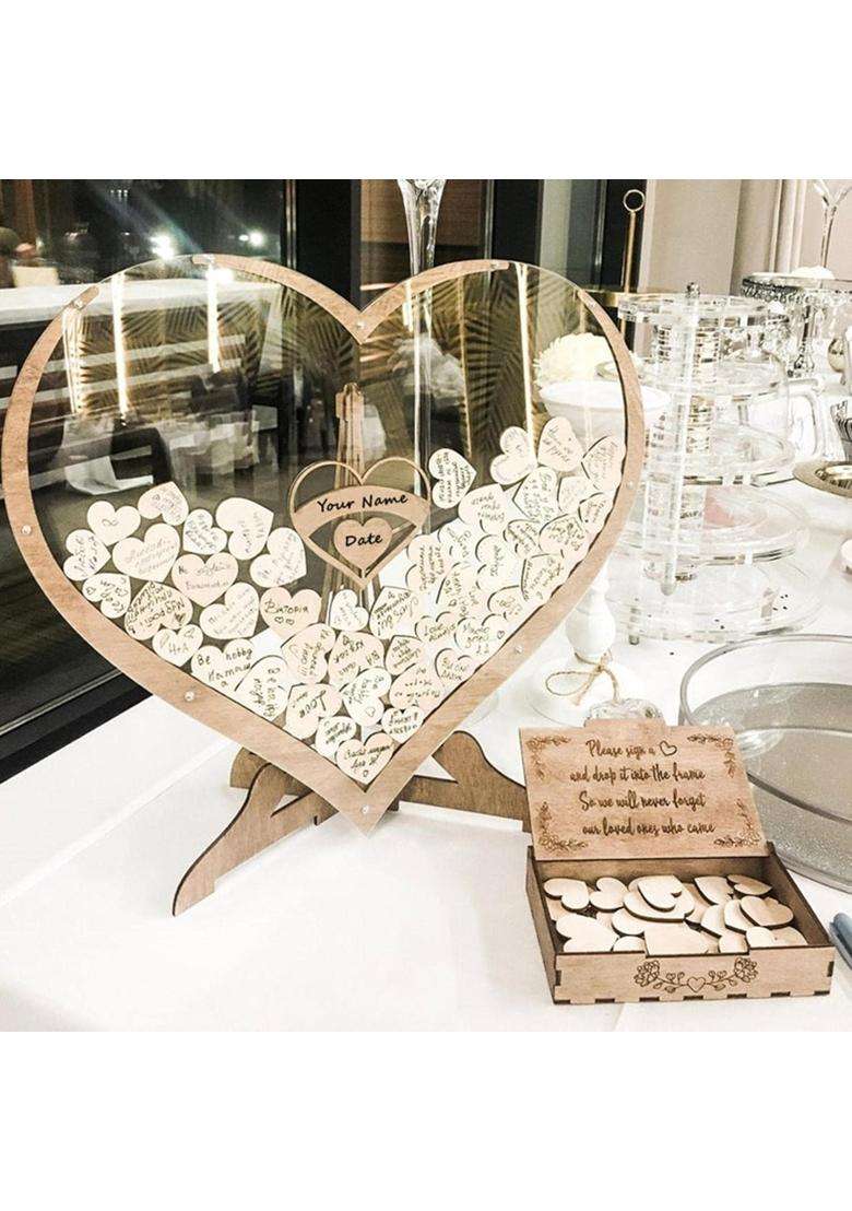Styleheaven Heart Shaped Wedding Guest Book Drop Box Frame Party Decoration 80 Hearts - Indya