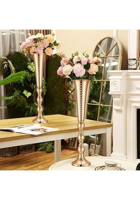 Doykli Centerpieces Flower Decor Bouquet Gold Vase Metal Trumpet Vase