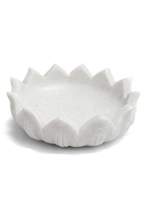 R and M White Marble Urli Bowl 9 Inch 2 Point 1 KG Handcrafted Decorative Bowl for Floating Candles Flowers