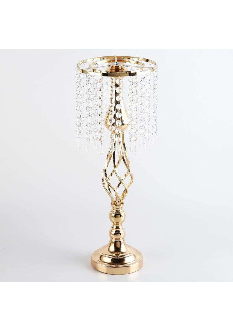 Doykli Crystal Flower Candle Holder Stand Golden Crystal Candle Holder Stand for Table Centerpieces - Indya
