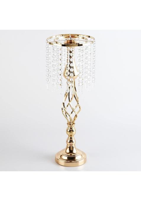 Doykli Crystal Flower Candle Holder Stand Golden Crystal Candle Holder Stand for Table Centerpieces