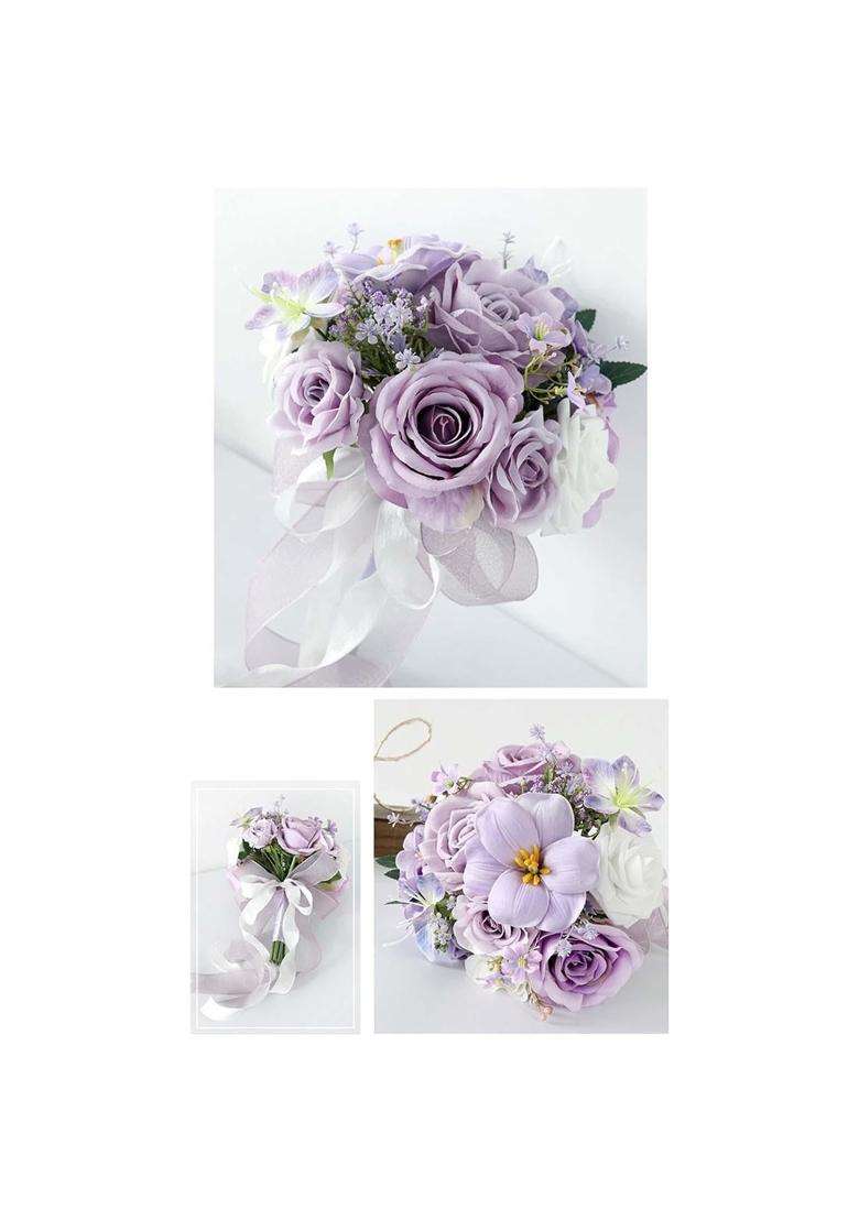 Multicolour Bridal Bouquet Lifelike Romantic Decoration for Bridesmaids Bride Style B - Indya