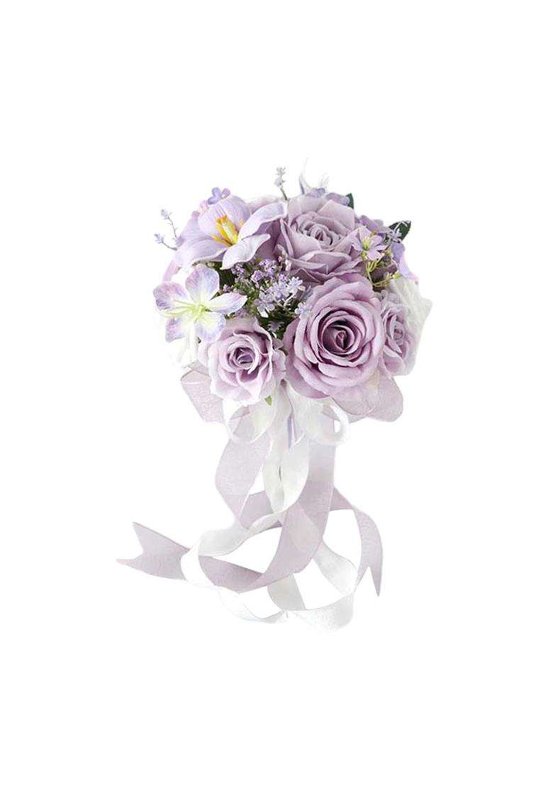Multicolour Bridal Bouquet Lifelike Romantic Decoration for Bridesmaids Bride Style B - Indya