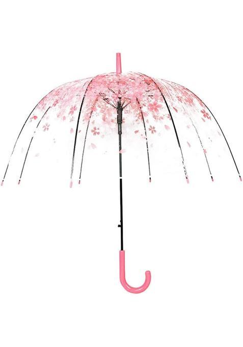 Gxybb Pink Cherry Blossoms Umbrella Cute Transparent Bubble Umbrella Clear Dome Semi Automatic Sunny Umbrella