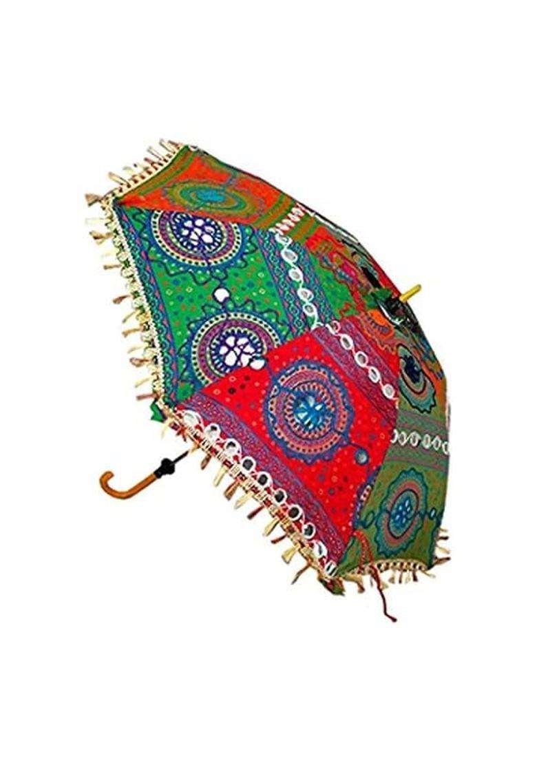 Multicolor NE Collection Embroidery Work Decorative Handmade Wedding Umbrella for Indian Wedding or Decor - Indya