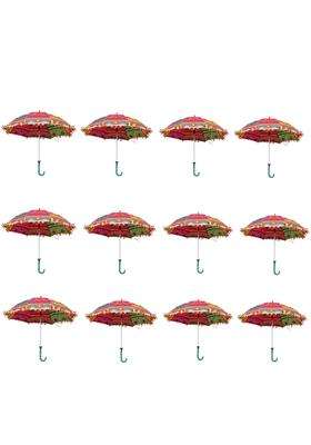 Rainpopson Multicolor Rajasthani Umbrella for Decoration Handicraft Rajasthani Umbrella for Wedding Pack of 12