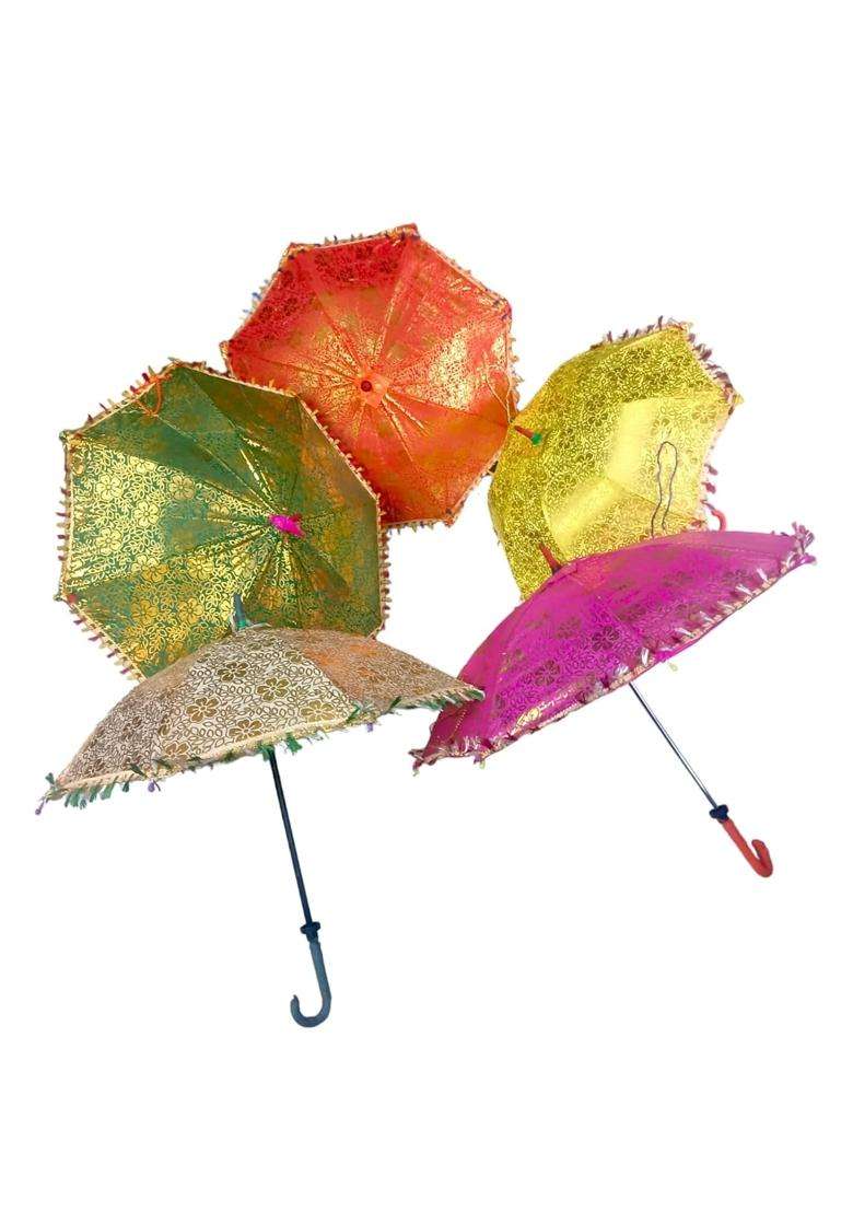 Multicolor Ruwaza ART Creations Indian Decoration Umbrellas Traditional Mehndi Decor Umbrella Party Decor - Indya