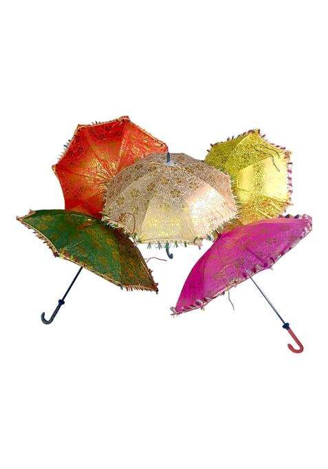 Multicolor Ruwaza ART Creations Indian Decoration Umbrellas Traditional Mehndi Decor Umbrella Party Decor