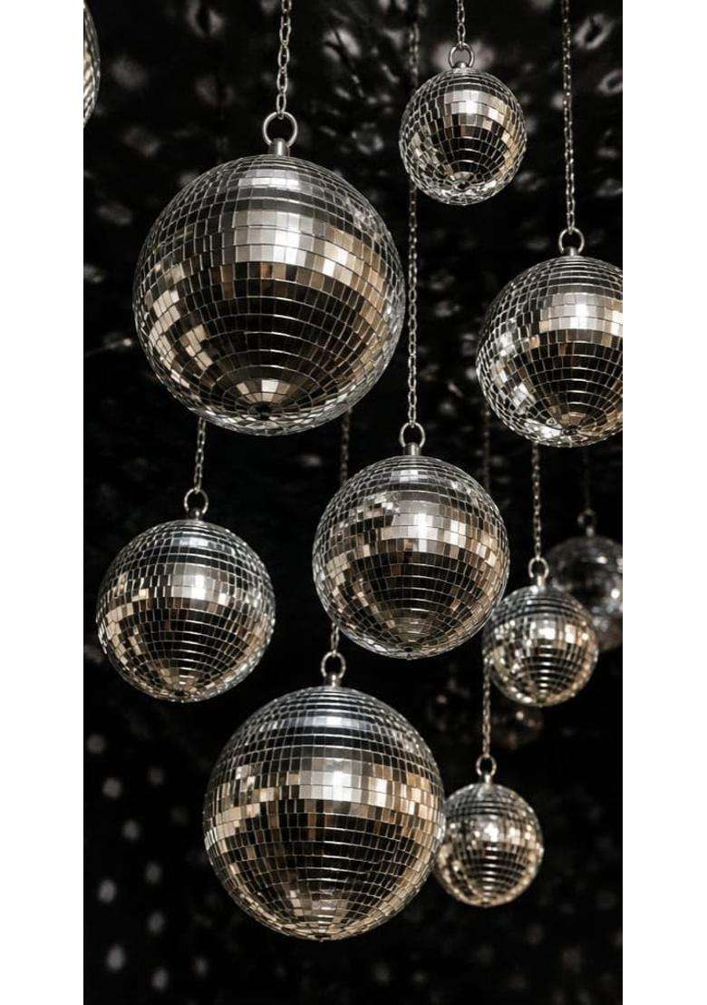 Dsara 12 Inch Disco Mirror Ball Premium Silver Hanging Reflective Party Ball for DJ Wedding Birthday - Indya