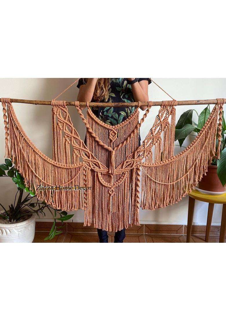 Zazza Home Decor Macrame Wall Hanging Wedding Decor Macrame Boho Wall Decor Fibre Big Cotton Boho Chic Wedding - Indya