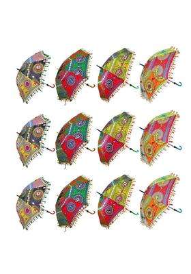 Chhaato Multicolor Indian Wedding Umbrella with Embroidery Work Useful for Party Decoration Pack of 12