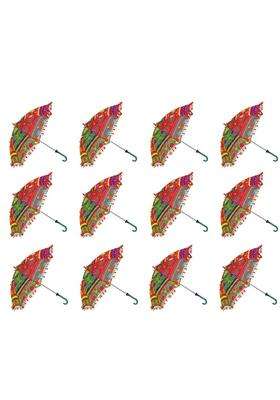 Chhaato Multicolor Indian Wedding Umbrella with Embroidery Work Useful for Party Decoration Pack of 12