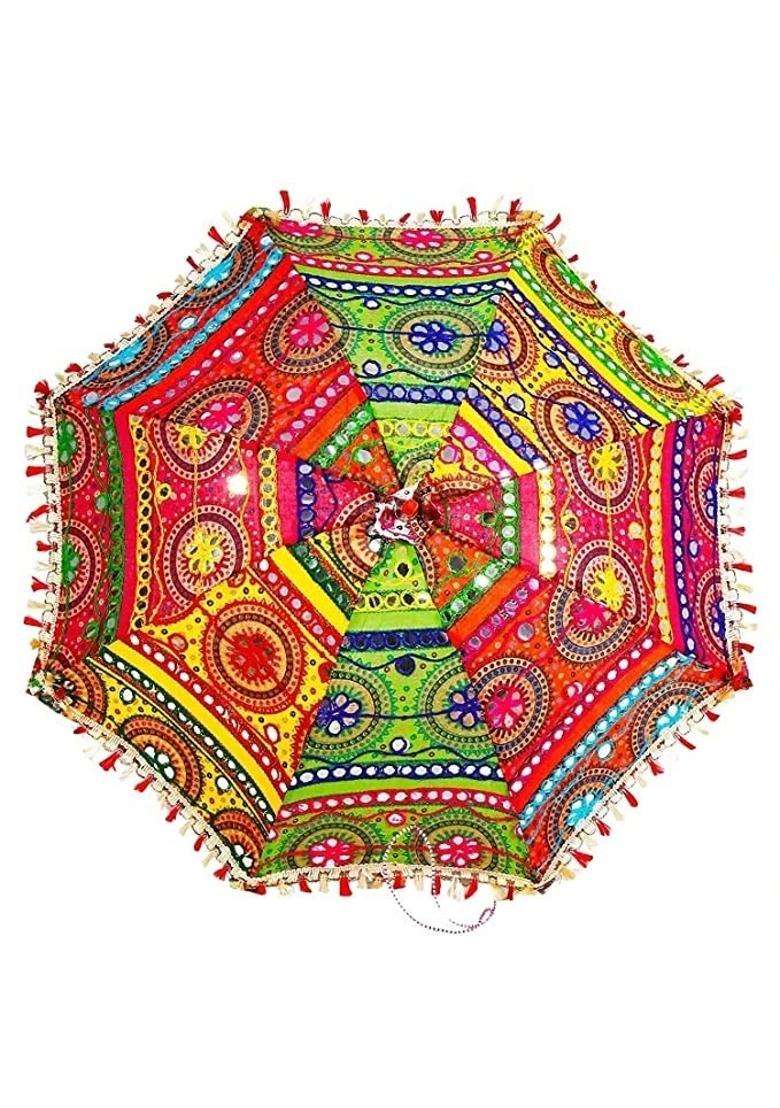 Multicolor the SLR Embroidery Work Decorative Handmade Wedding Umbrella for Indian Wedding or Decor - Indya