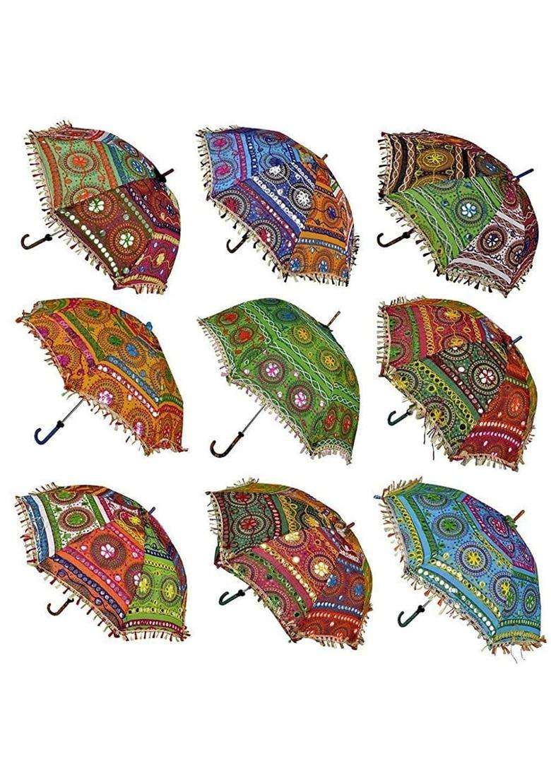 The SLR Embroidery Work Decorative Handmade Wedding Umbrella - Indya