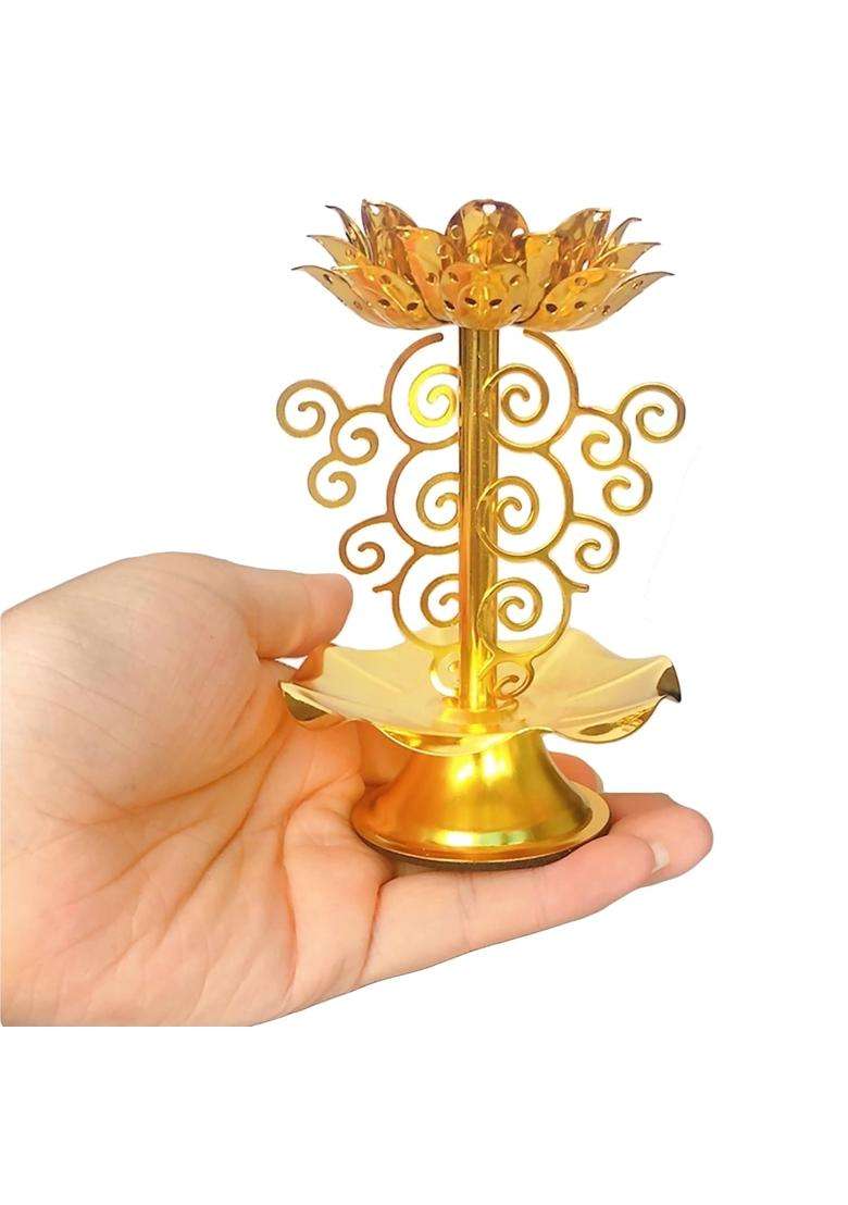 Acpetty Diyas for Diwali Golden Handmade Oil Lamp Lotus Butterlamp Tealight Candle Holder Diya for Pooja - Indya