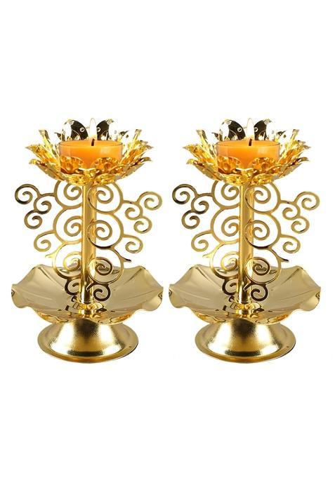 Acpetty Diyas for Diwali Golden Handmade Oil Lamp Lotus Butterlamp Tealight Candle Holder Diya for Pooja