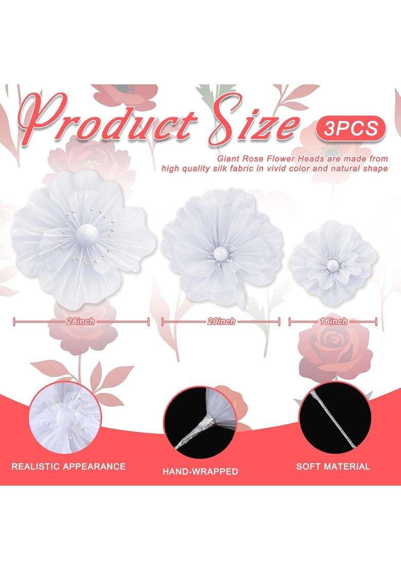 Norme 3 Pcs Giant Flowers for Decoration Poppy White - Indya