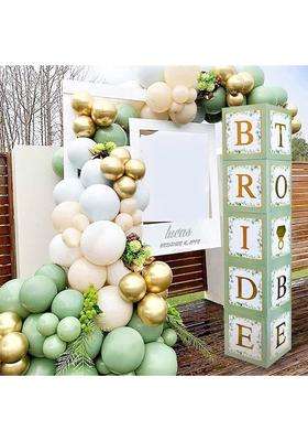 Regal Decorations 101 PC Greenery Bridal Shower Decorations Balloon Boxes Gold Blocks with Bride to BE Plus