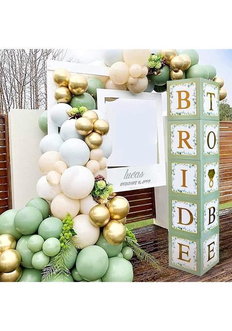 Regal Decorations 101 PC Greenery Bridal Shower Decorations Balloon Boxes Gold Blocks with Bride to BE Plus
