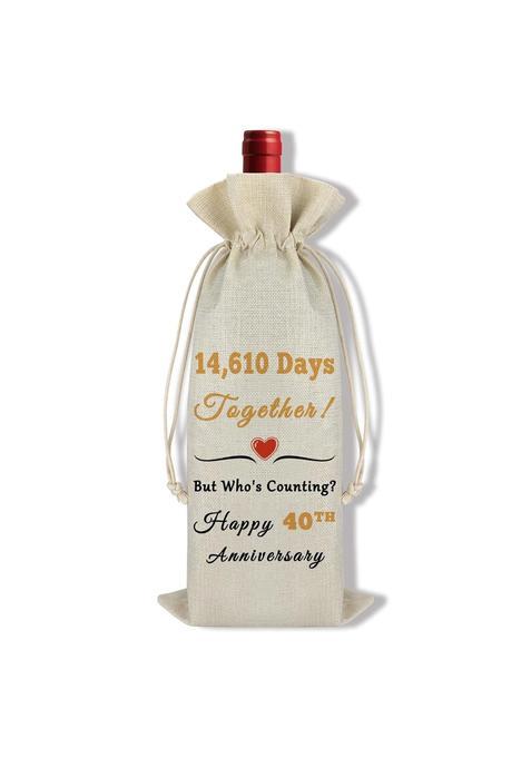 Ximalun 40TH Birthday Wine Bag Gifts for Him Her Husband Wife Friends 40 Years Wedding Anniversary Wine Bottle