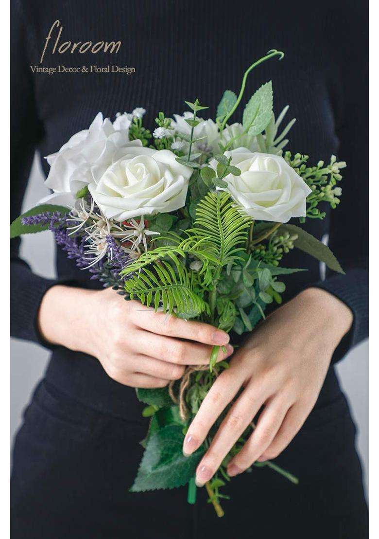Floroom Artificial Flowers 25Pcs Real Looking Ivory Fake Roses with Stems for DIY Bouquets White Bridal Shower - Indya