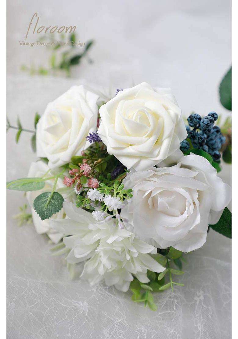 Floroom Artificial Flowers 25Pcs Real Looking Ivory Fake Roses with Stems for DIY Bouquets White Bridal Shower - Indya