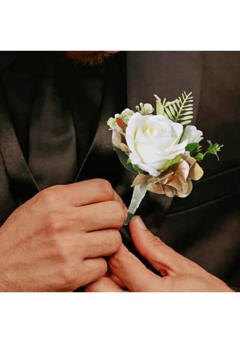 Latious Wedding Flower Boutonniere White Groom Rose Buttonholes Mens Boutineer Party Suit Decoration Prom
