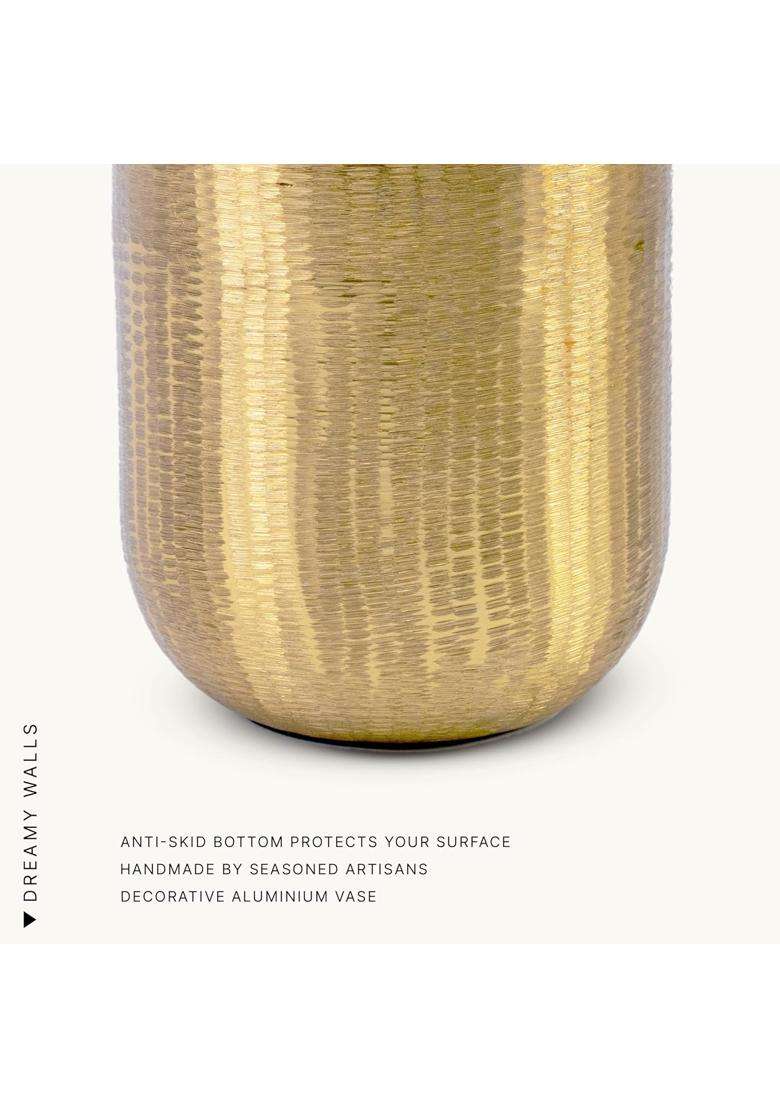 Dreamy Walls 12 Gold Metal Cylindrical Flower Vase for Centerpieces Table Accent Decor - Indya