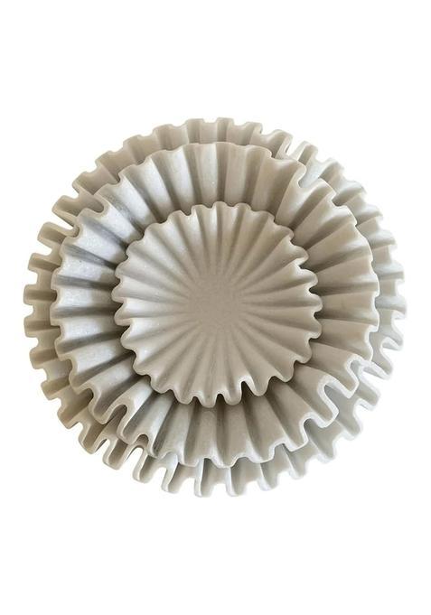 White Marble Ruffle Bowl the Perfect Candy Dish for a Dark Countertops Fruit Bowl for Kitchen Counter