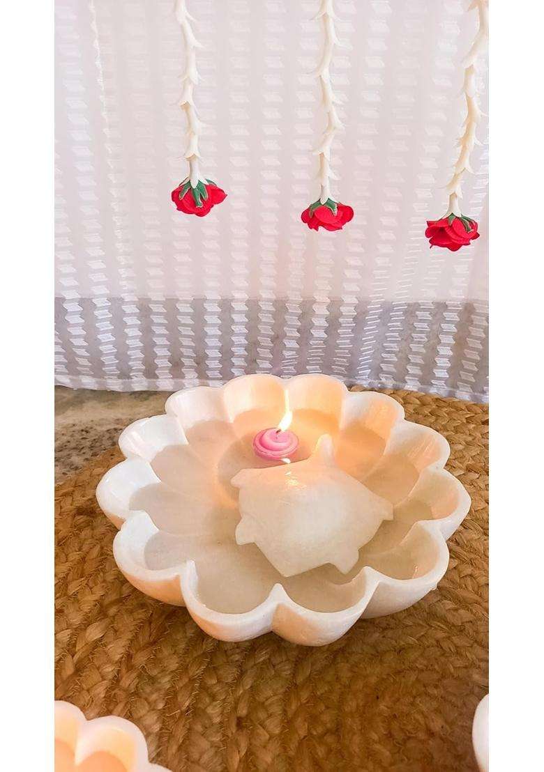 R and M RM Marble Urli Bowl 9 Inch with Floating Turtle - Indya