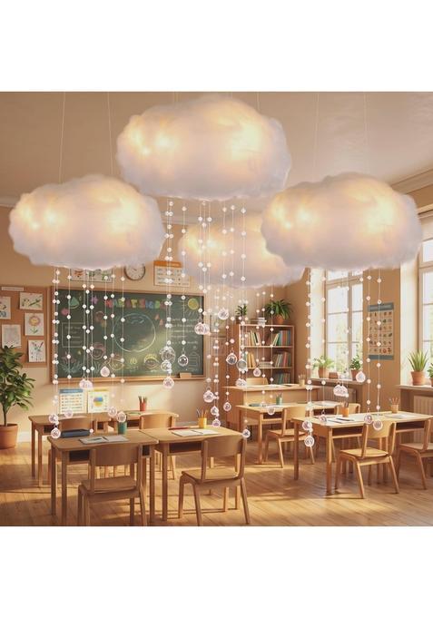Marsui Artificial Cloud Props LED Hanging White Cloud String Light 4 Pcs