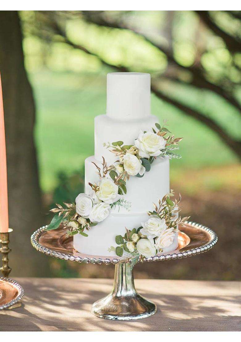 Rinlong 3Pcs Pre Made Cake Toppers Flowers Cake Decorations Wedding Cake Decorating Flowers Decor Birthday - Indya