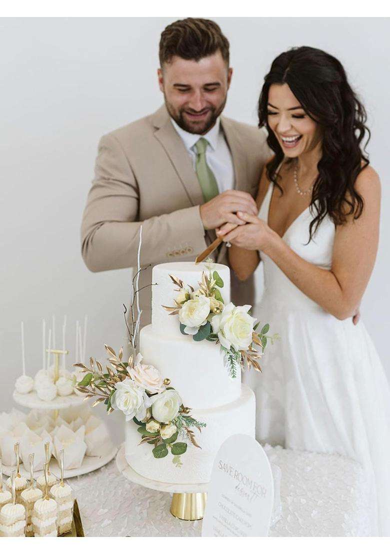 Rinlong 3Pcs Pre Made Cake Toppers Flowers Cake Decorations Wedding Cake Decorating Flowers Decor Birthday - Indya