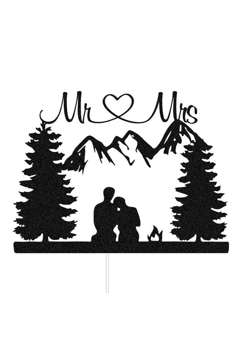 Zlpds Mountain Wedding Cake Topper Outdoors Romantic Hiking Mr and Mrs Bride and Groom Cake Decor - Indya