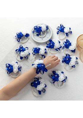 Weddingbobdiy 12Pcs Lot Women Bride Bridal Bridesmaid Wrist Corsage Silk Rose Pearls Girls Wedding Hand