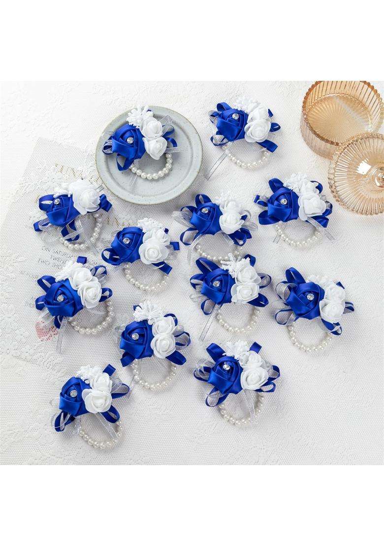 Weddingbobdiy 12Pcs Lot Women Bride Bridal Bridesmaid Wrist Corsage Silk Rose Pearls Girls Wedding Hand - Indya