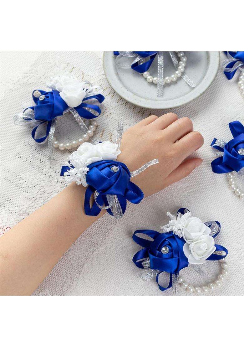 Weddingbobdiy 12Pcs Lot Women Bride Bridal Bridesmaid Wrist Corsage Silk Rose Pearls Girls Wedding Hand - Indya