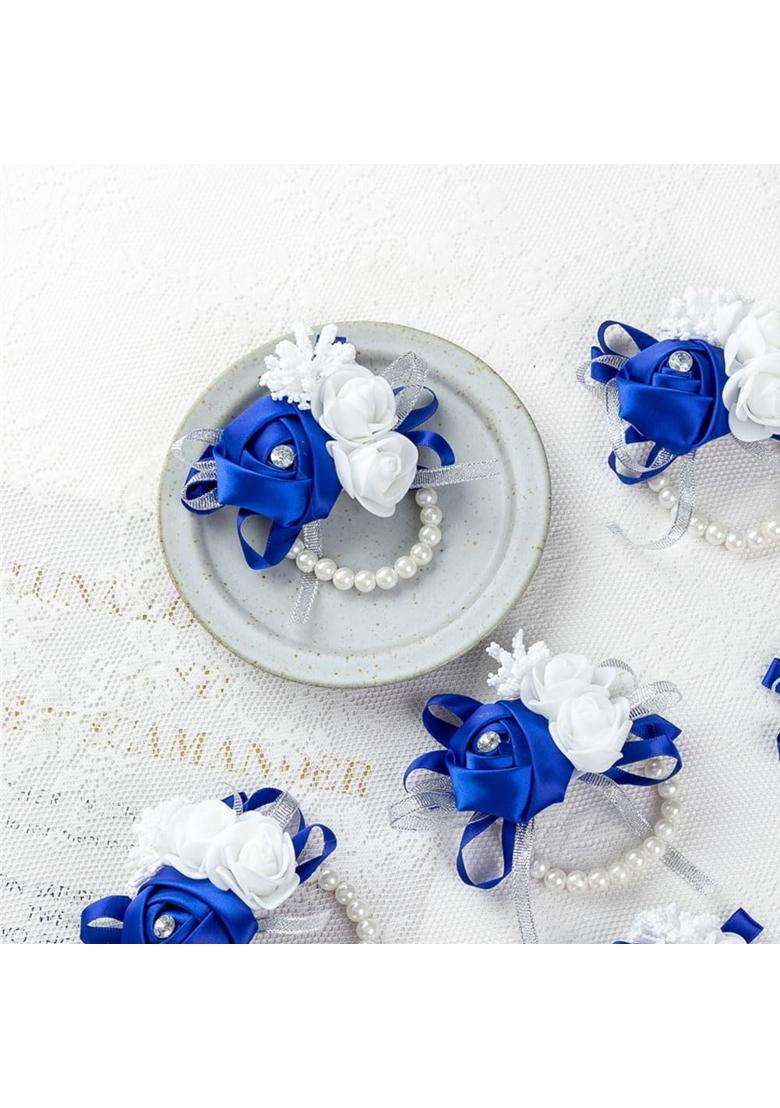 Weddingbobdiy 12Pcs Lot Women Bride Bridal Bridesmaid Wrist Corsage Silk Rose Pearls Girls Wedding Hand - Indya