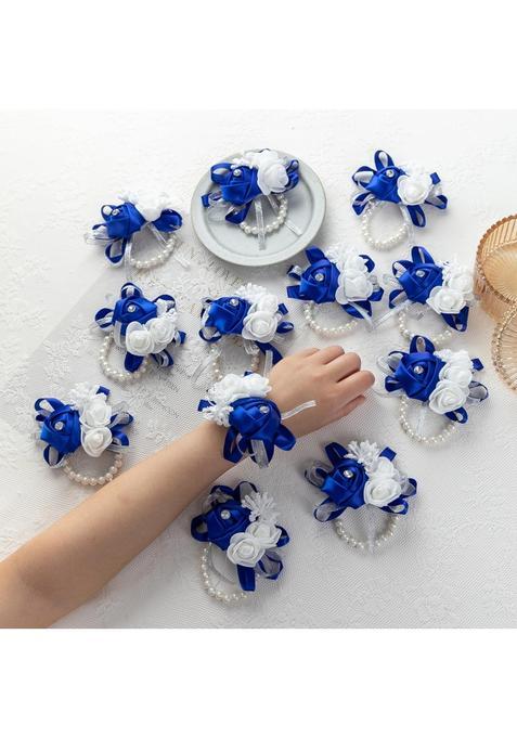 Weddingbobdiy 12Pcs Lot Women Bride Bridal Bridesmaid Wrist Corsage Silk Rose Pearls Girls Wedding Hand