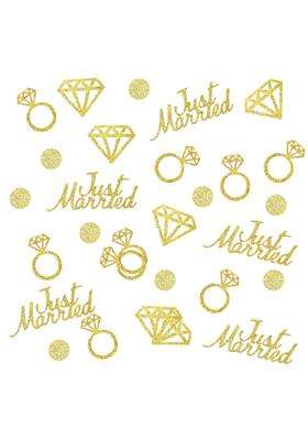 AIEX 300Pcs Gold Wedding Table Confetti Glitter Paper Confetti Just Married Diamond Ring Dots Confetti Table