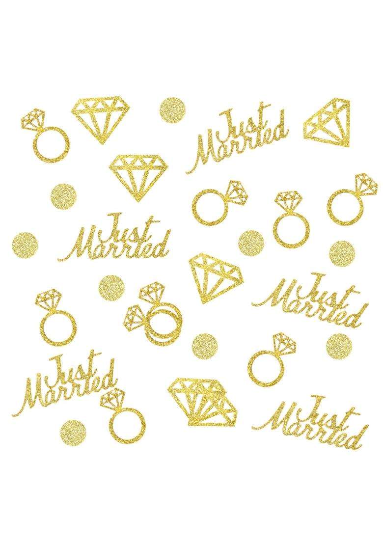 AIEX 300Pcs Gold Wedding Table Confetti Glitter Paper Confetti Just Married Diamond Ring Dots Confetti Table - Indya