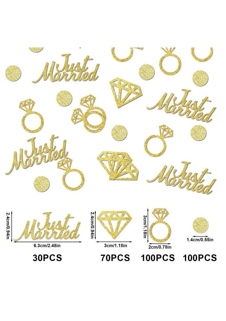 AIEX 300Pcs Gold Wedding Table Confetti Glitter Paper Confetti Just Married Diamond Ring Dots Confetti Table - Indya